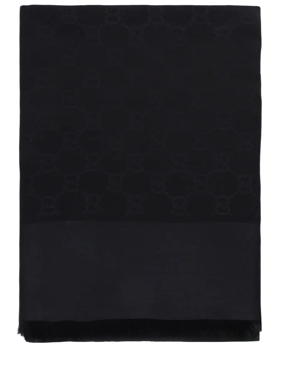 

Платок из шерсти и шелка, Черный, 7952813GC681000