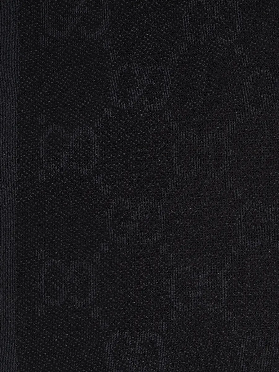 Платок из шерсти и шелка GUCCI 7952813GC681000 Черный  Фото 2