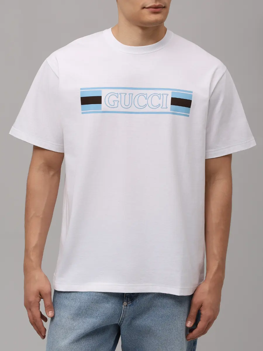 Футболка хлопковая GUCCI 796395XJG3P9074 Белый  Фото 4