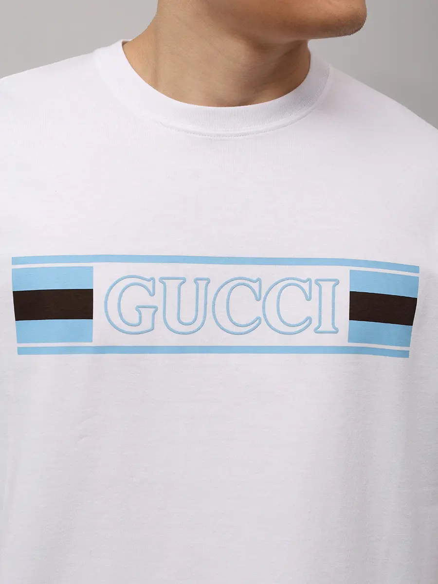Футболка хлопковая GUCCI 796395XJG3P9074 Белый  Фото 5