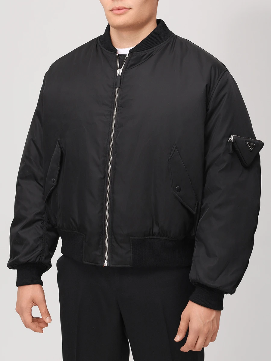 Бомбер однотонный PRADA SGB903S2221WQ8 F0002 Черный  Фото 4