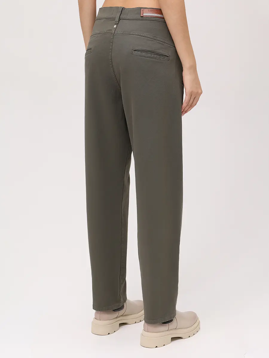 Брюки хлопковые LORENA ANTONIAZZI A2565PA19E_4049 697 Зеленый  Фото 3