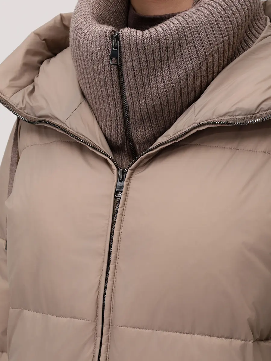 

Куртка стеганая с шапкой, Бежевый, A2504PI07A_9616/A2504PI38A_328/A2507