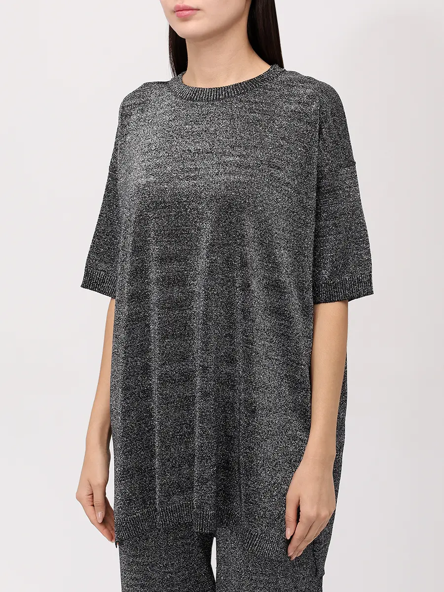 Футболка из вискозы MISSONI DS25WN04-BK01BY L905D Серебряный  Фото 4