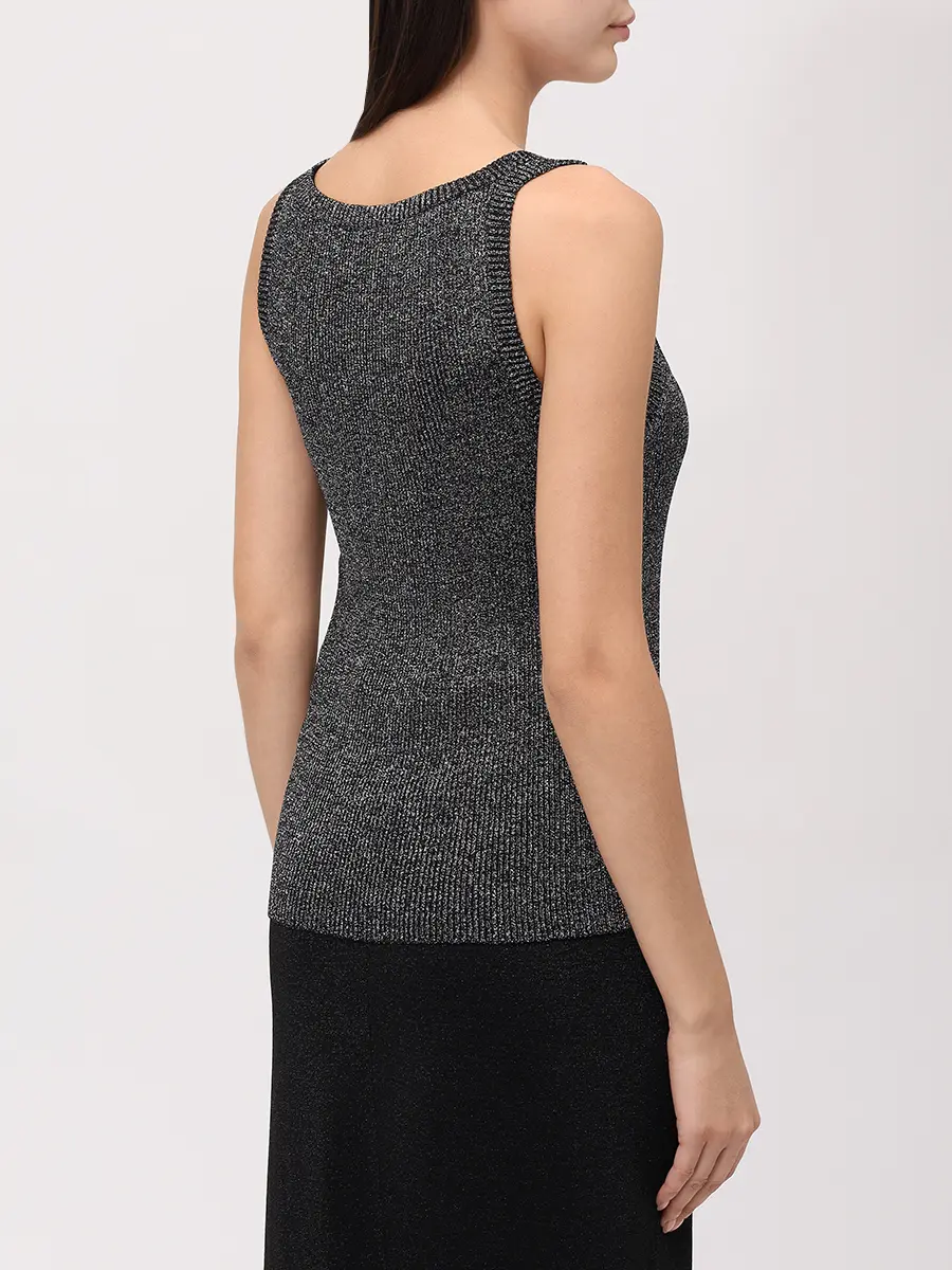 Топ из вискозы MISSONI DS25WK0M-BK01BY L905D Серебряный  Фото 3