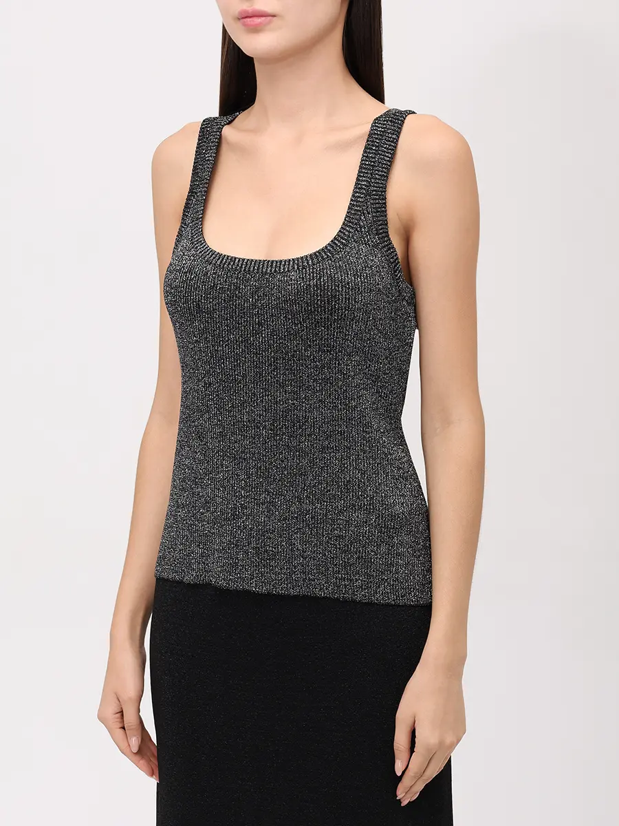 Топ из вискозы MISSONI DS25WK0M-BK01BY L905D Серебряный  Фото 4