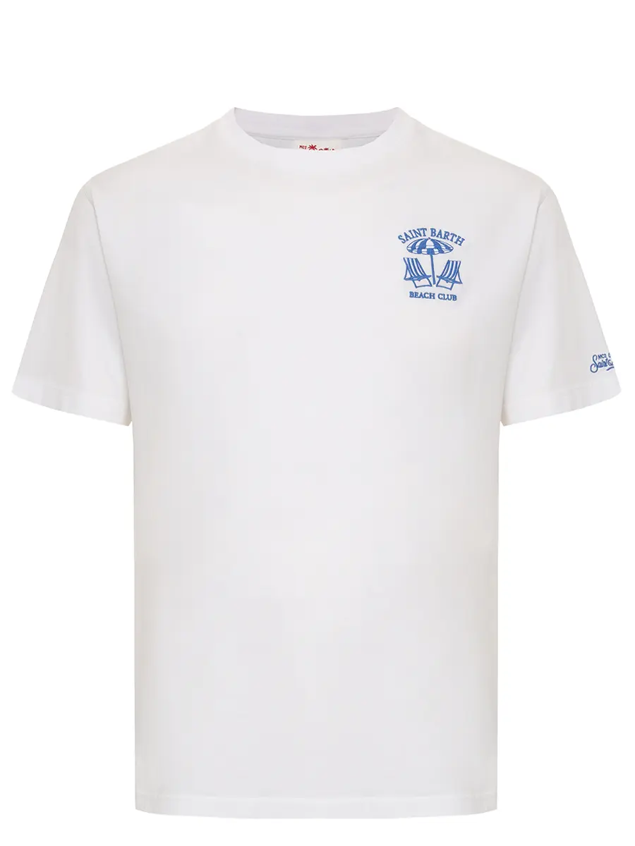Футболка хлопковая MC2 SAINT BARTH PORTOFINO - BEACH CLUB 0117 EMB Белый 