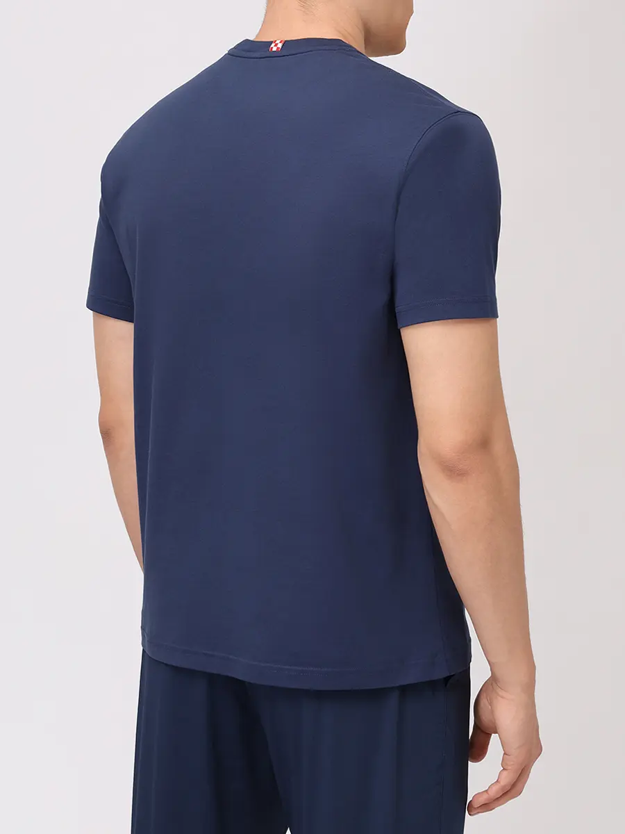 Футболка хлопковая MC2 SAINT BARTH PORTOFINO - BEACH CLUB 61 EMB Синий  Фото 3