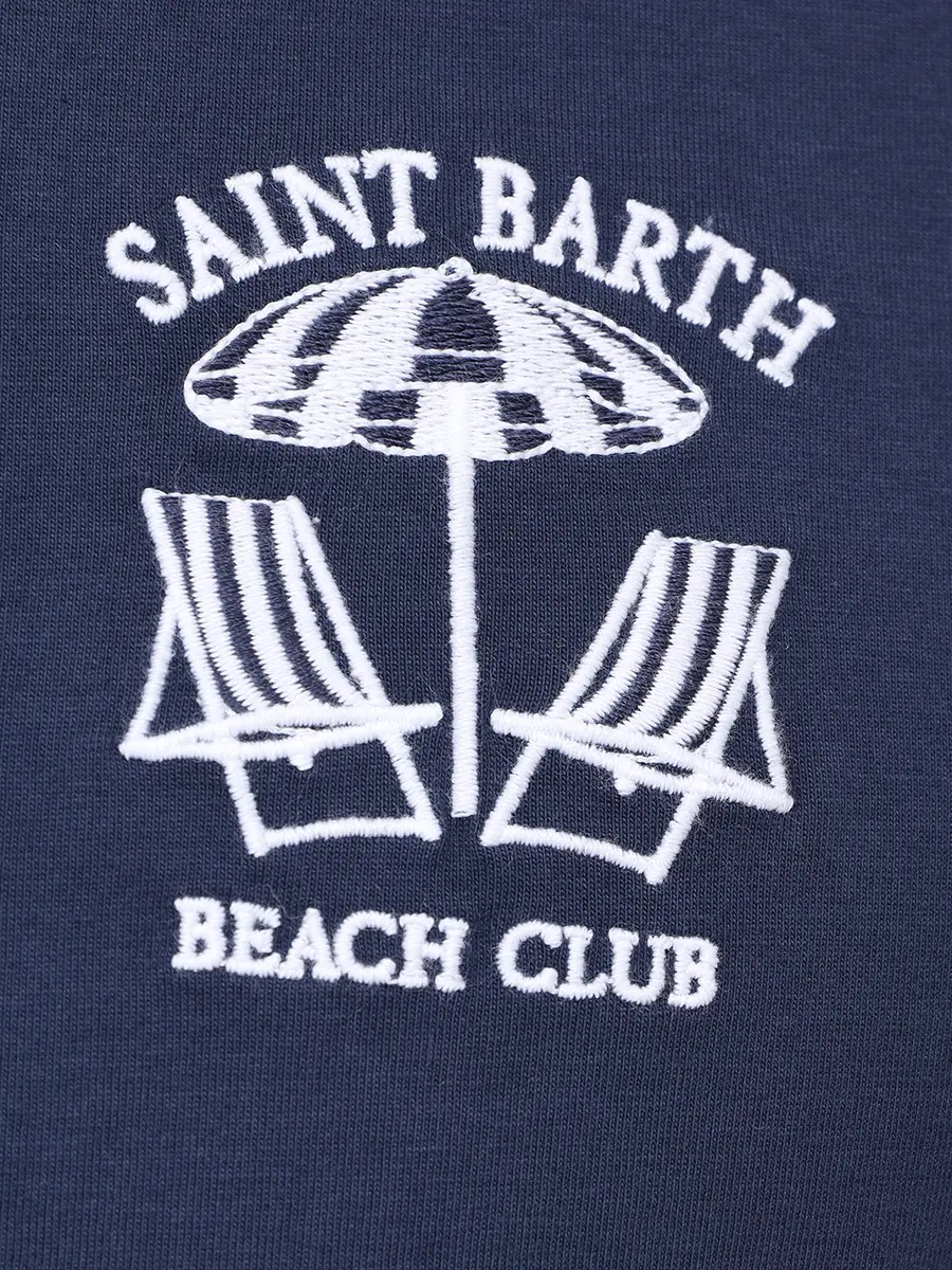 Футболка хлопковая MC2 SAINT BARTH PORTOFINO - BEACH CLUB 61 EMB Синий  Фото 6