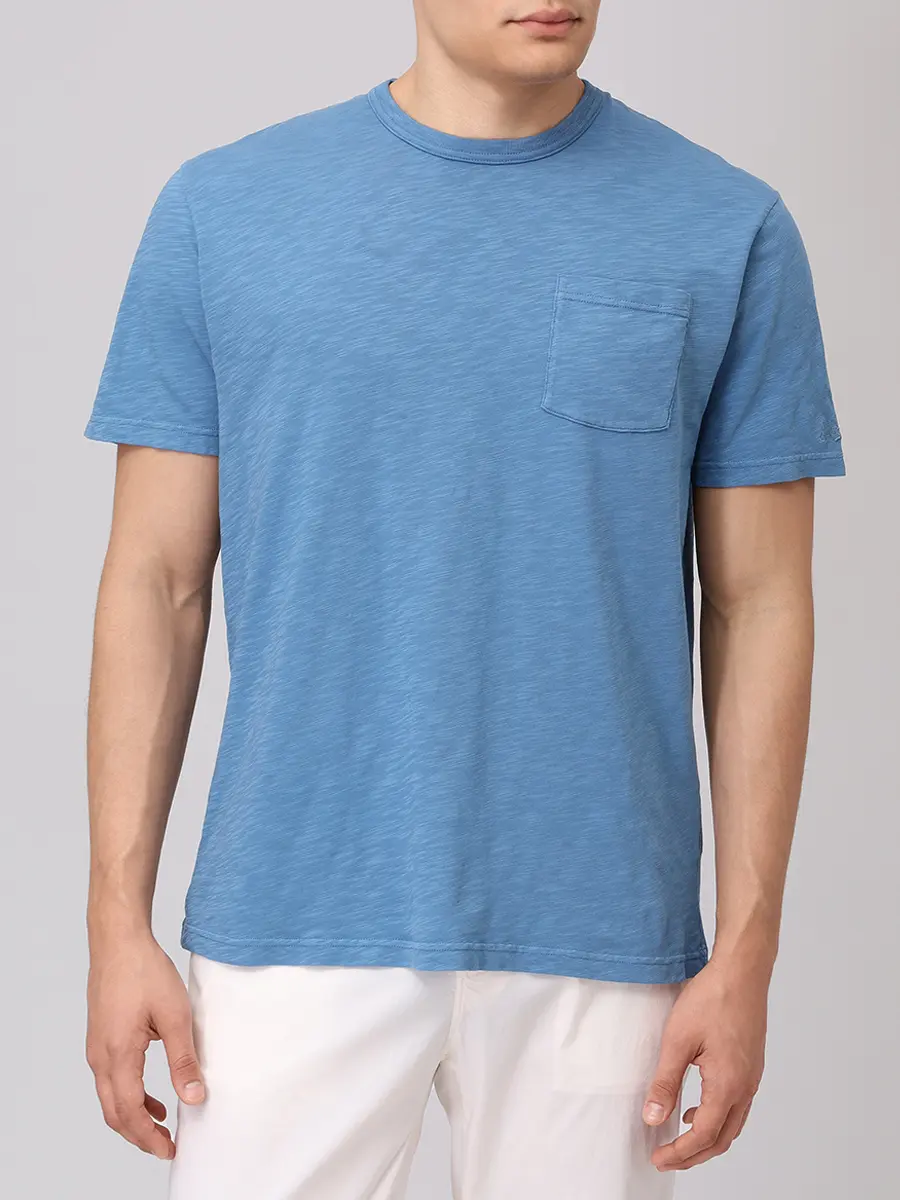 Футболка хлопковая MC2 SAINT BARTH PRESIDENT - 33 DUSTY BLUE Голубой  Фото 4