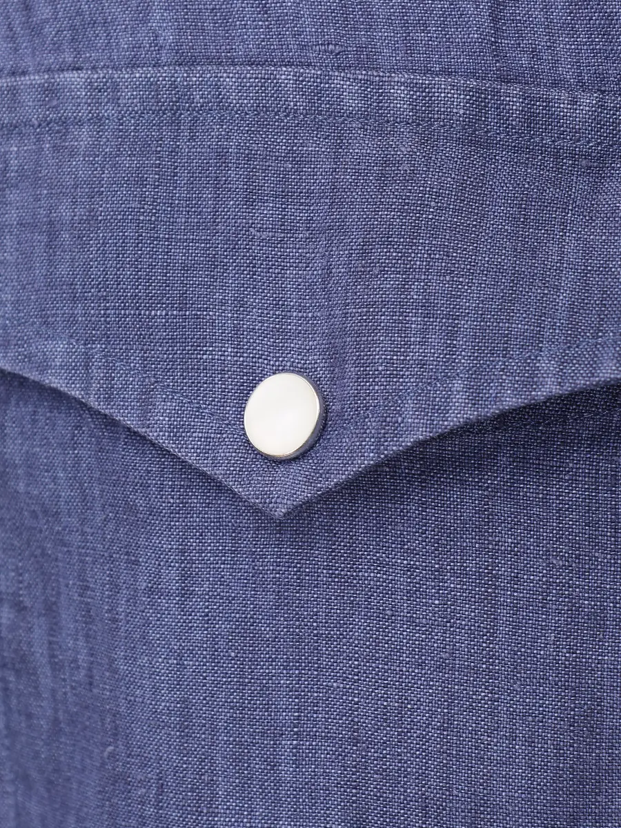 Рубашка Slim Fit льняная MC2 SAINT BARTH GREG - DENIM DARK Деним  Фото 6