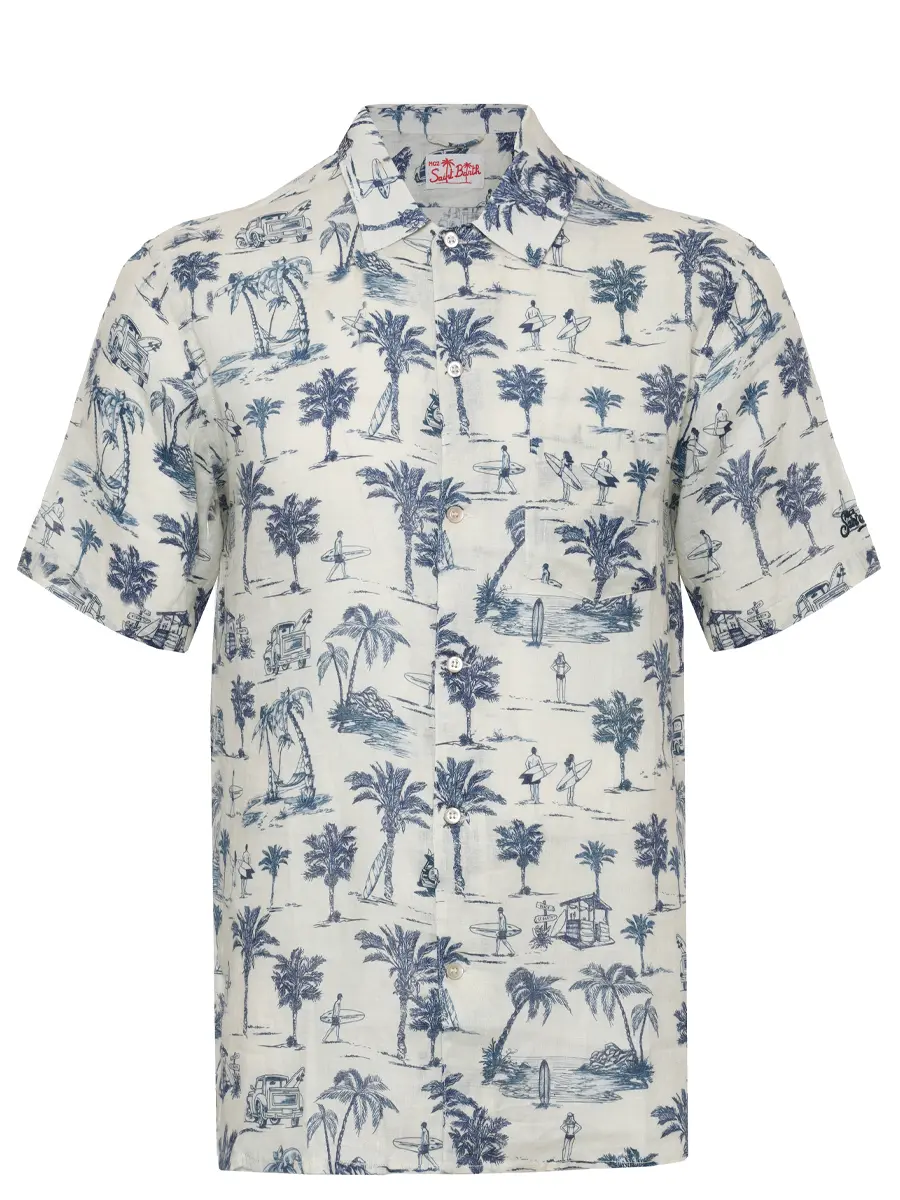 Рубашка Regular Fit льняная MC2 SAINT BARTH SIFNOS - SURF BEACH 10 Кремовый 