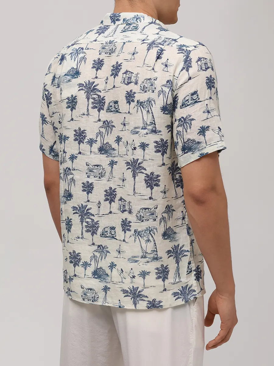 Рубашка Regular Fit льняная MC2 SAINT BARTH SIFNOS - SURF BEACH 10 Кремовый  Фото 3