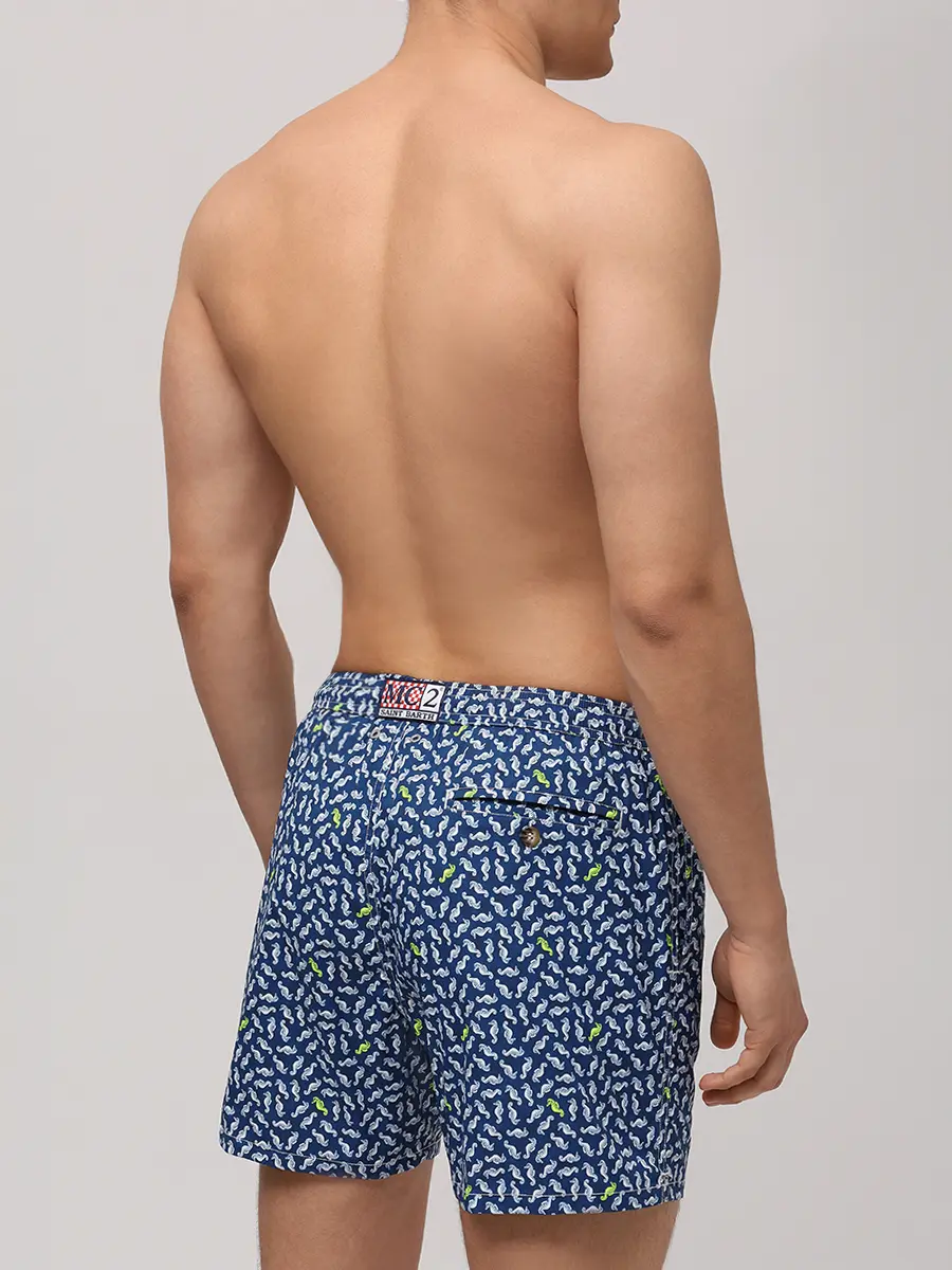 Шорты плавательные MC2 SAINT BARTH COMFORT LIGHT - SEAHORSE PATTERN 6191 Синий  Фото 3