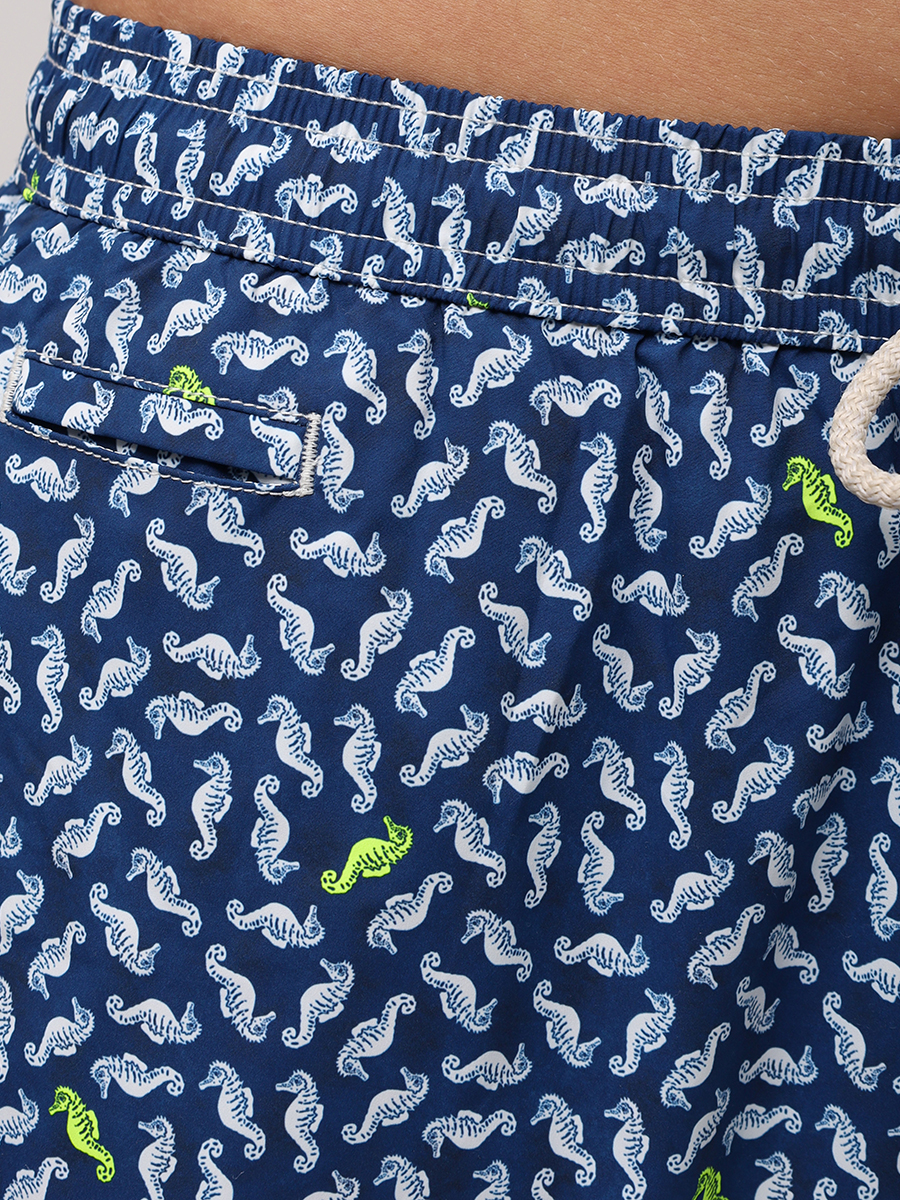 Шорты плавательные MC2 SAINT BARTH COMFORT LIGHT - SEAHORSE PATTERN 6191 Синий  Фото 4