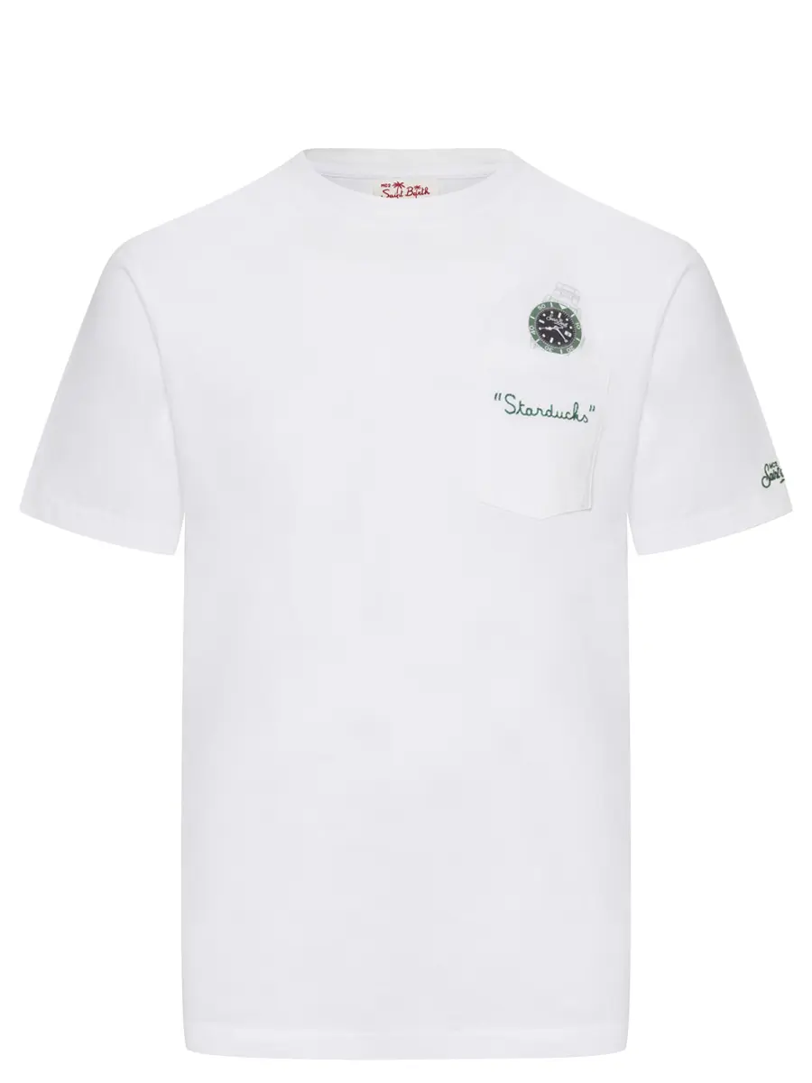 Футболка хлопковая MC2 SAINT BARTH AUSTIN - STAR WATCH 01N EMB Белый 