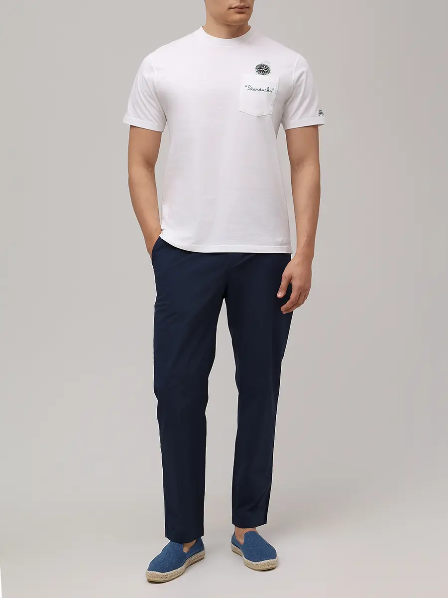 Футболка хлопковая MC2 SAINT BARTH AUSTIN - STAR WATCH 01N EMB Белый  Фото 2