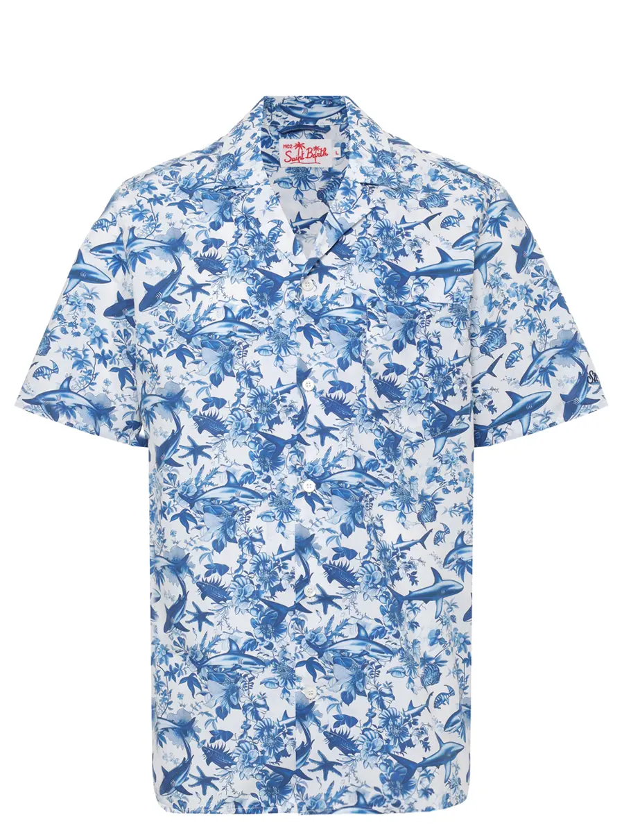 Рубашка Regular Fit хлопковая MC2 SAINT BARTH KALEA - COTTON SHARK TOILE 01 Белый 