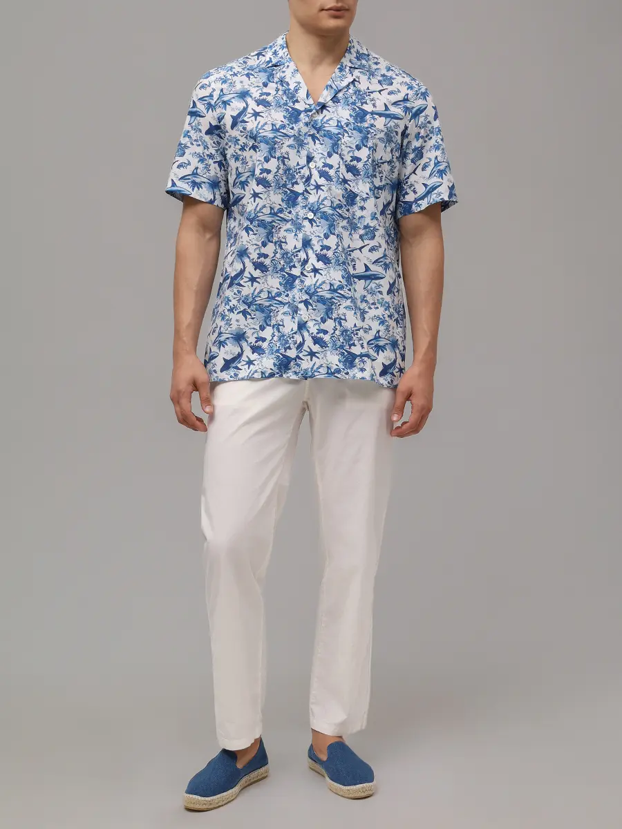 Рубашка Regular Fit хлопковая MC2 SAINT BARTH KALEA - COTTON SHARK TOILE 01 Белый  Фото 2