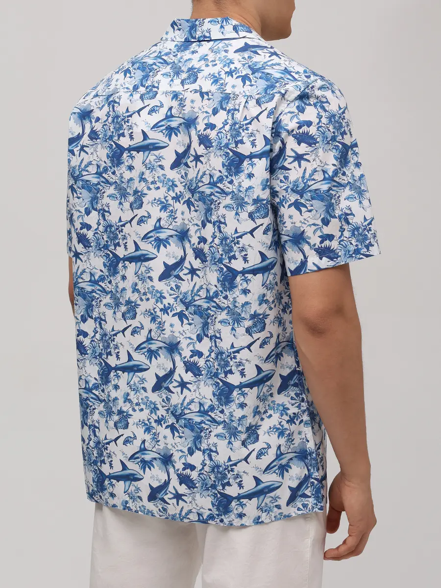 Рубашка Regular Fit хлопковая MC2 SAINT BARTH KALEA - COTTON SHARK TOILE 01 Белый  Фото 3