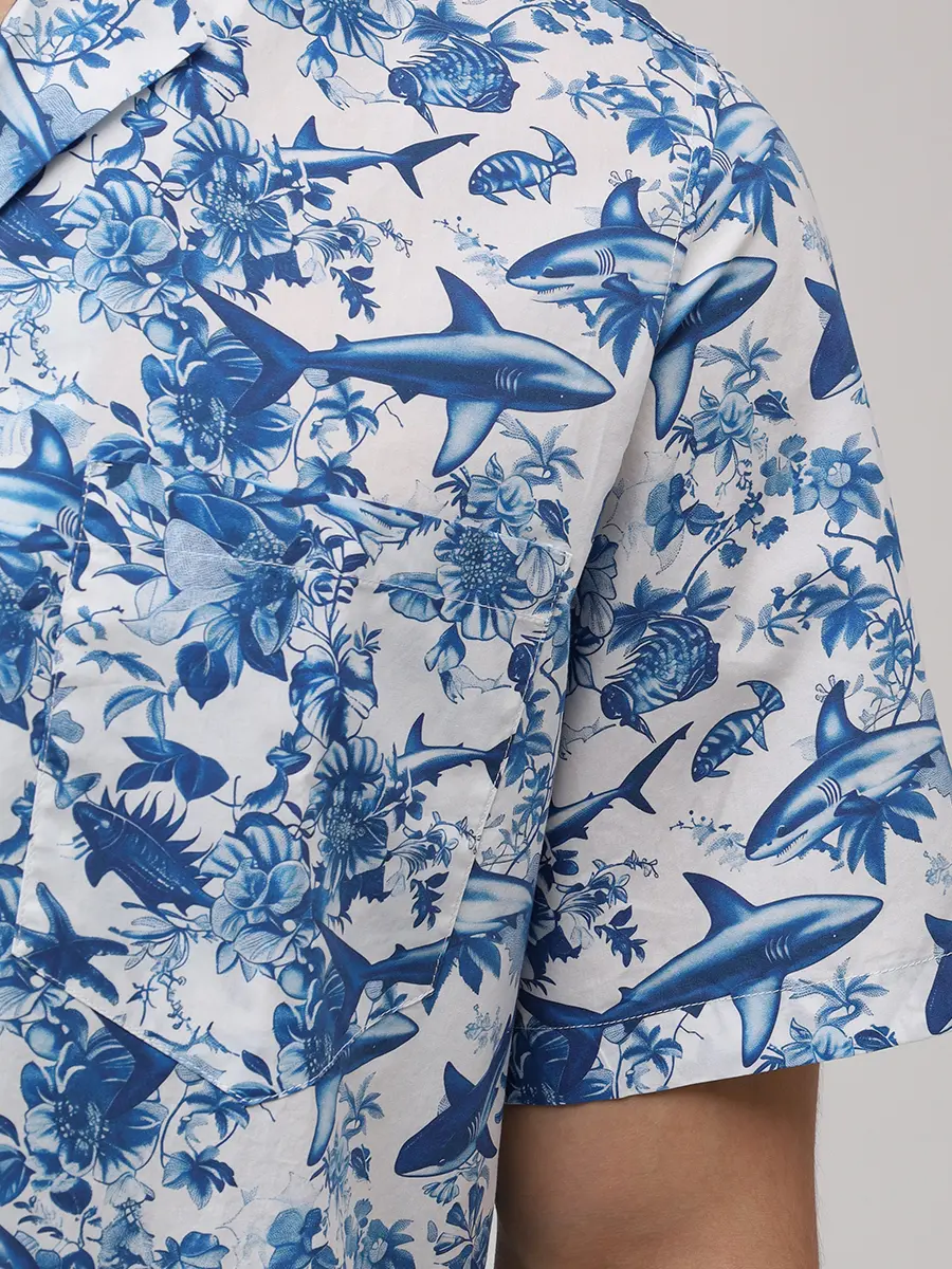 Рубашка Regular Fit хлопковая MC2 SAINT BARTH KALEA - COTTON SHARK TOILE 01 Белый  Фото 5