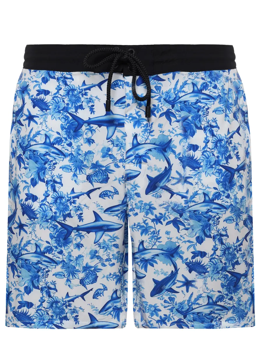 Шорты плавательные MC2 SAINT BARTH COMFORT SURF - SHARK TOILE 01 Белый 