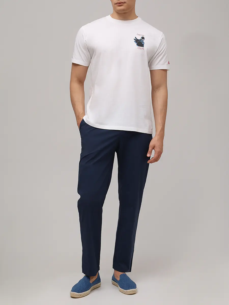 Футболка хлопковая MC2 SAINT BARTH TSHIRT MAN - FACCIO IL COLPO 01N EMB Белый  Фото 2