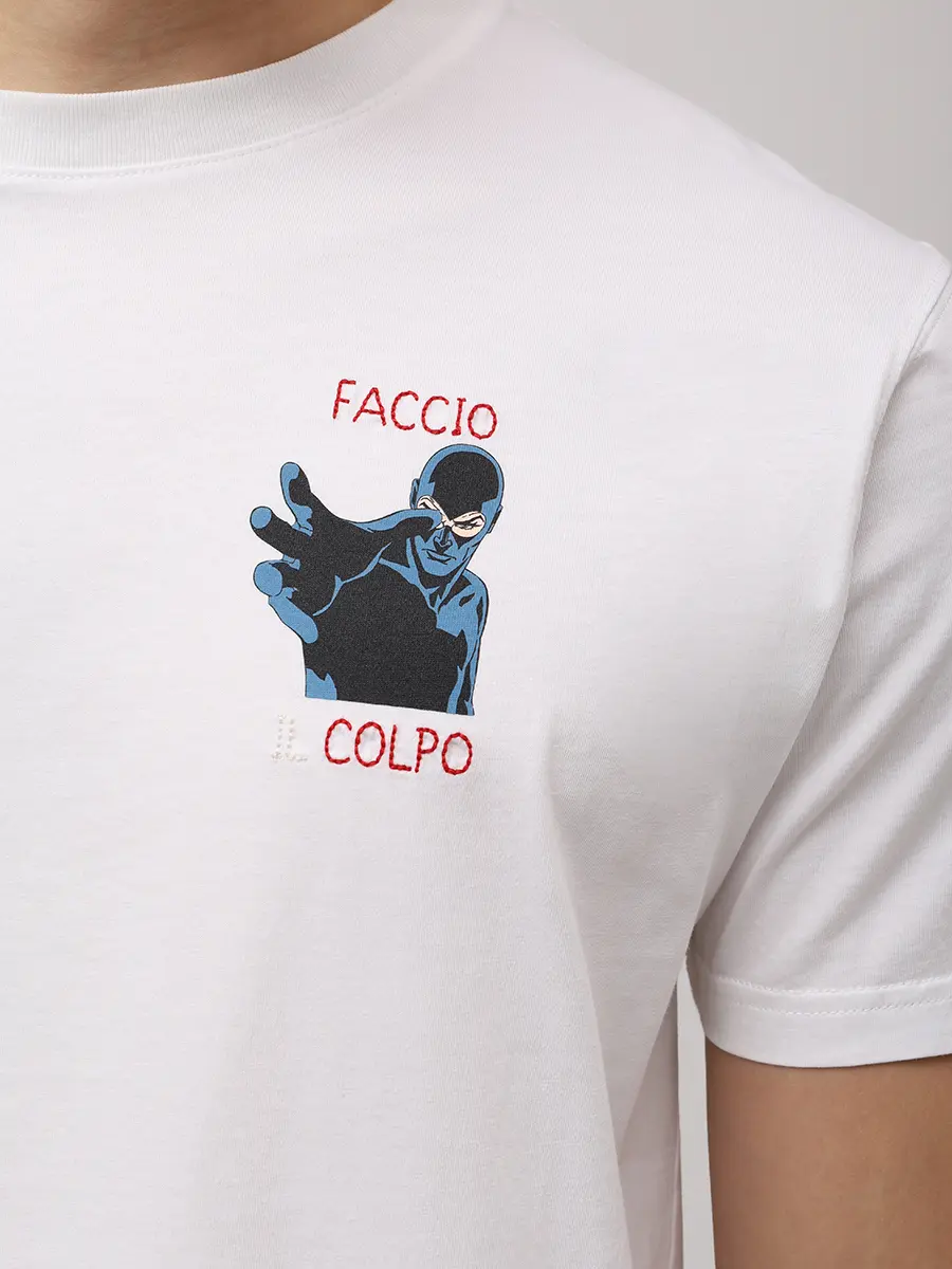 Футболка хлопковая MC2 SAINT BARTH TSHIRT MAN - FACCIO IL COLPO 01N EMB Белый  Фото 5