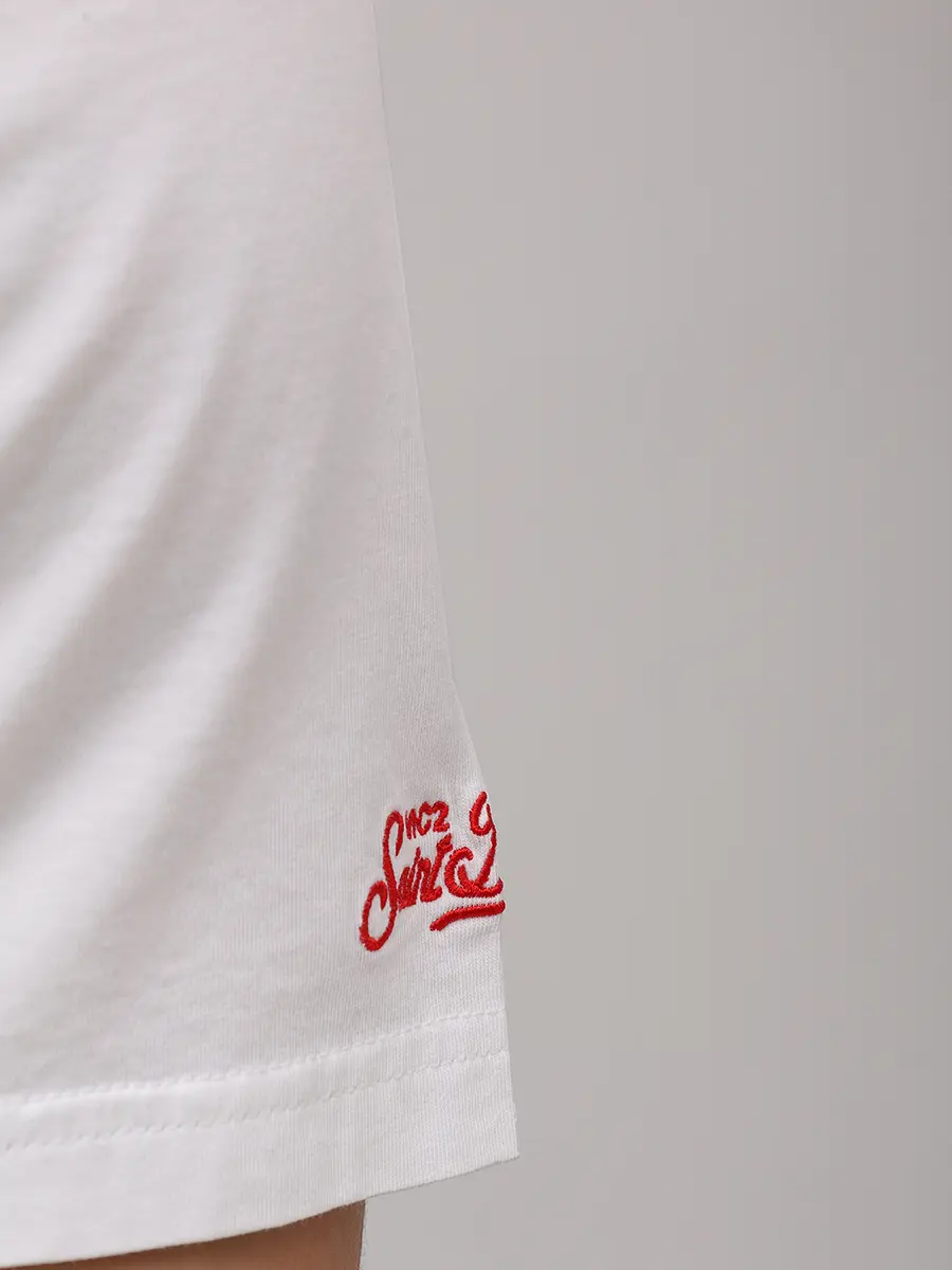 Футболка хлопковая MC2 SAINT BARTH TSHIRT MAN - FACCIO IL COLPO 01N EMB Белый  Фото 6