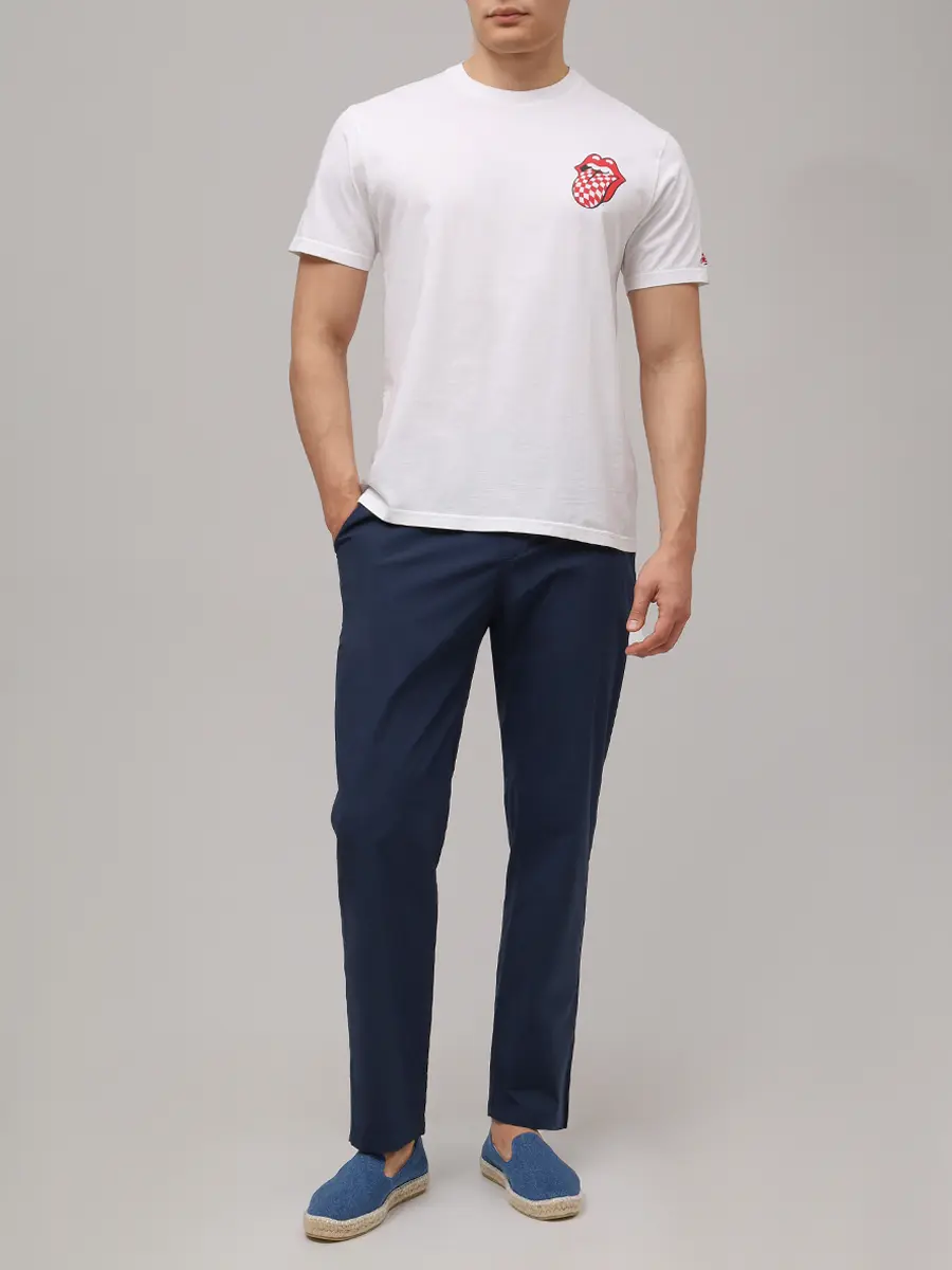 Футболка хлопковая MC2 SAINT BARTH TSHIRT MAN - RS CHECK MOUTH 01N Белый  Фото 2