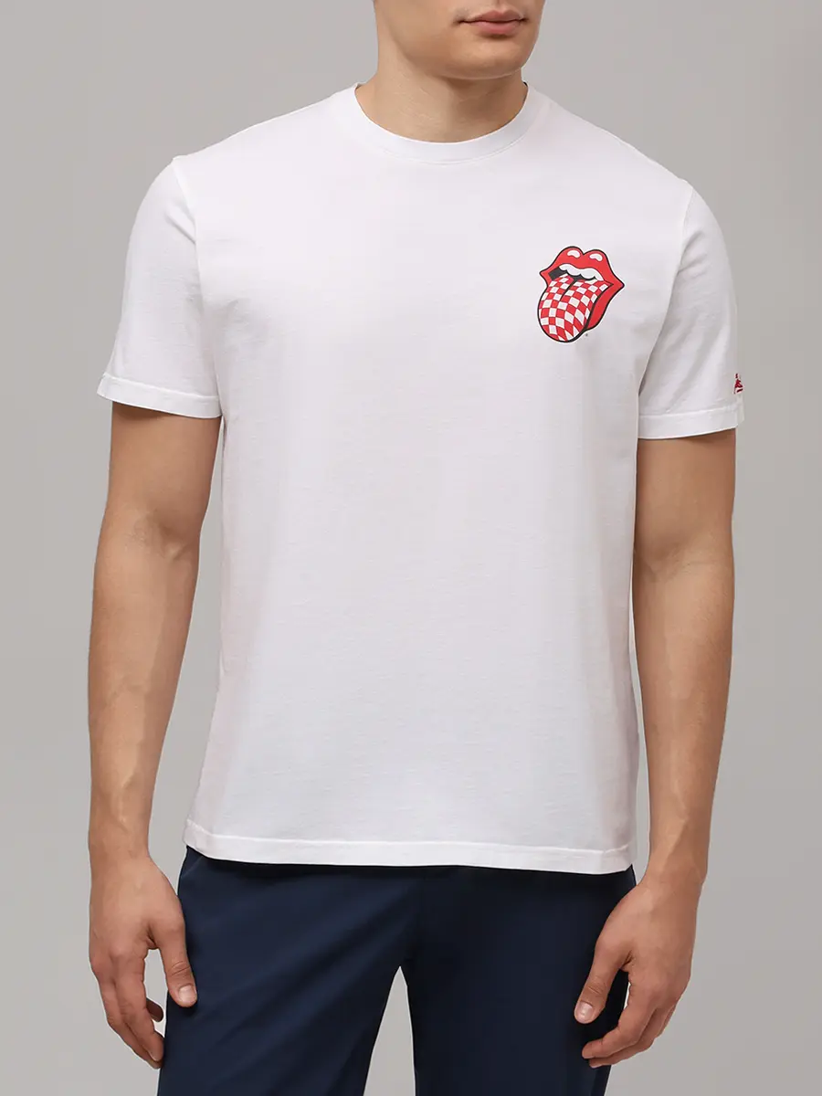 Футболка хлопковая MC2 SAINT BARTH TSHIRT MAN - RS CHECK MOUTH 01N Белый  Фото 4