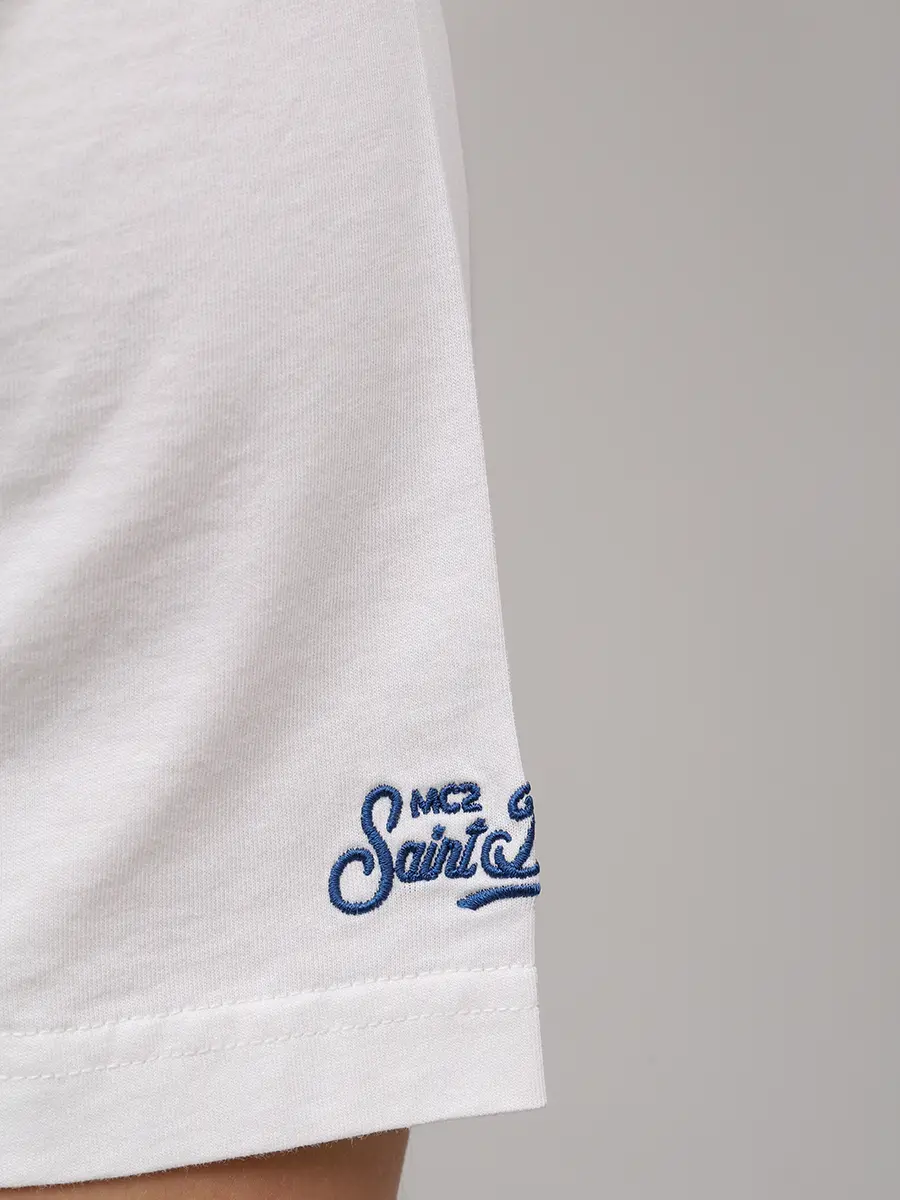 Футболка хлопковая MC2 SAINT BARTH TSHIRT MAN - QUEEN CREST 01N Белый  Фото 6