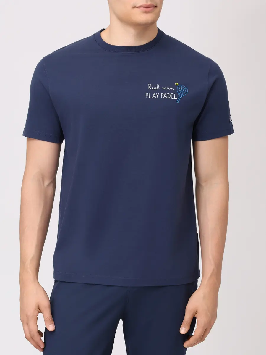 Футболка хлопковая MC2 SAINT BARTH PORTOFINO - REAL MAN PADEL 61 EMB Синий  Фото 4