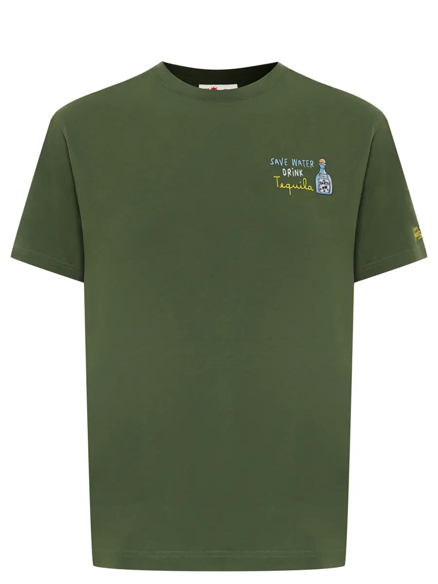 Футболка хлопковая MC2 SAINT BARTH PORTOFINO - SAVE TEQUILA DRINK 52 EMB Зеленый 
