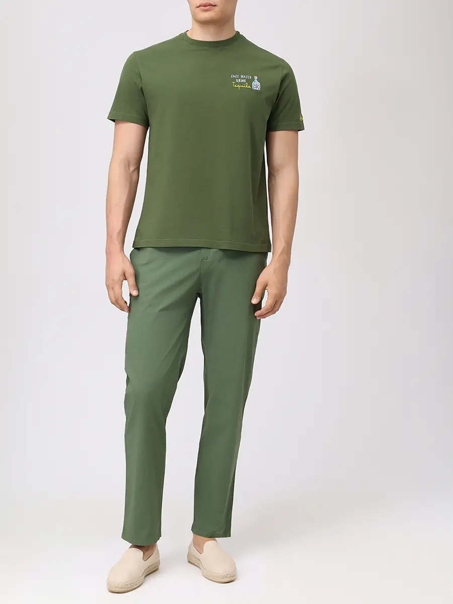 Футболка хлопковая MC2 SAINT BARTH PORTOFINO - SAVE TEQUILA DRINK 52 EMB Зеленый  Фото 2