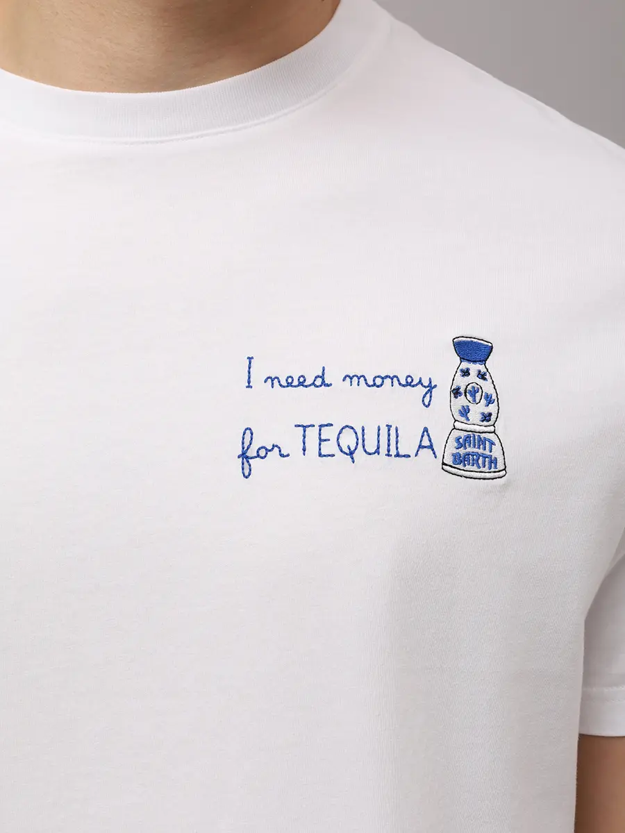 Футболка хлопковая MC2 SAINT BARTH PORTOFINO - MONEY TEQUILA 01N EMB Белый  Фото 5