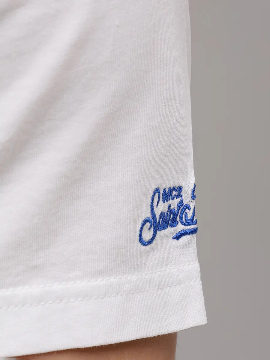 Футболка хлопковая MC2 SAINT BARTH PORTOFINO - MONEY TEQUILA 01N EMB Белый  Фото 6