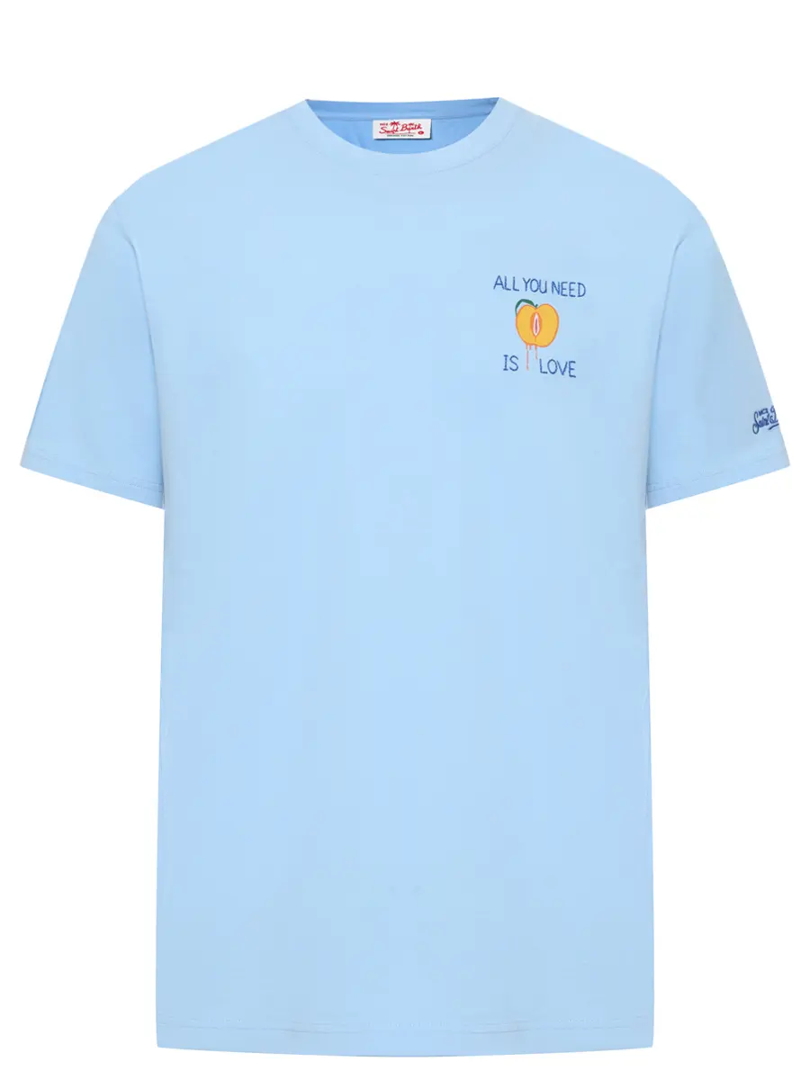 Футболка хлопковая MC2 SAINT BARTH TSHIRT MAN - NEED LOVE 31 EMB Голубой 