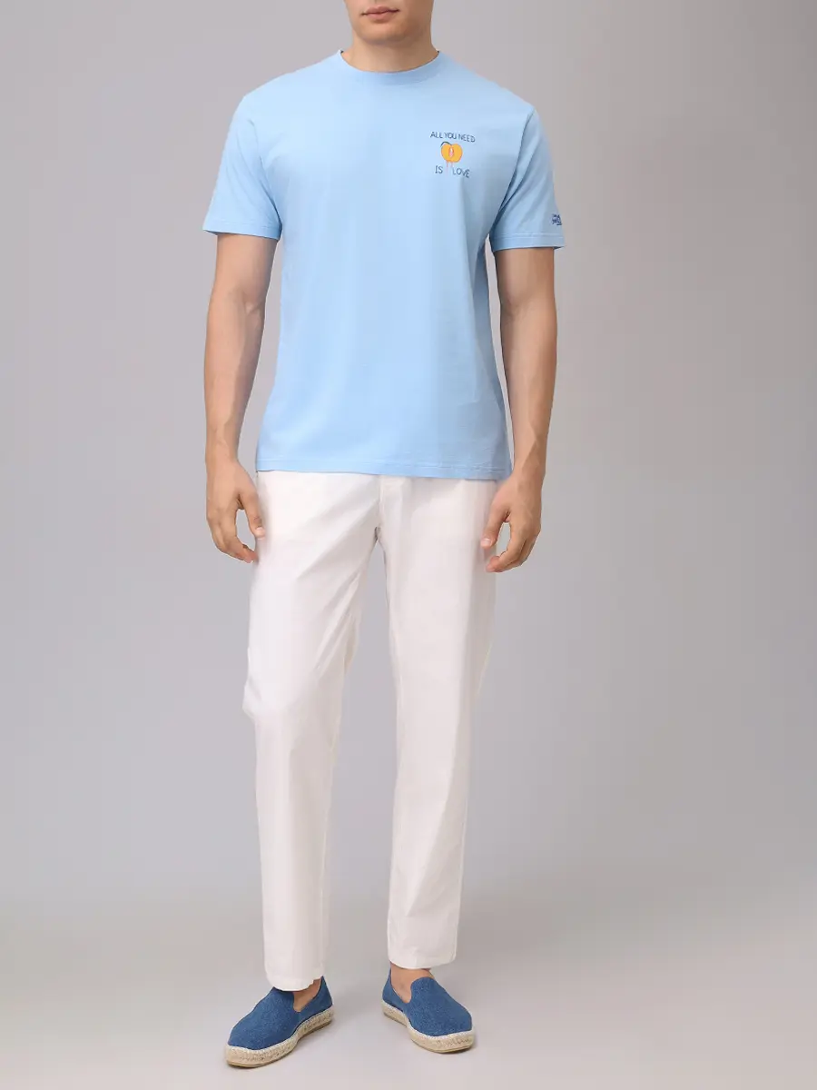 Футболка хлопковая MC2 SAINT BARTH TSHIRT MAN - NEED LOVE 31 EMB Голубой  Фото 2