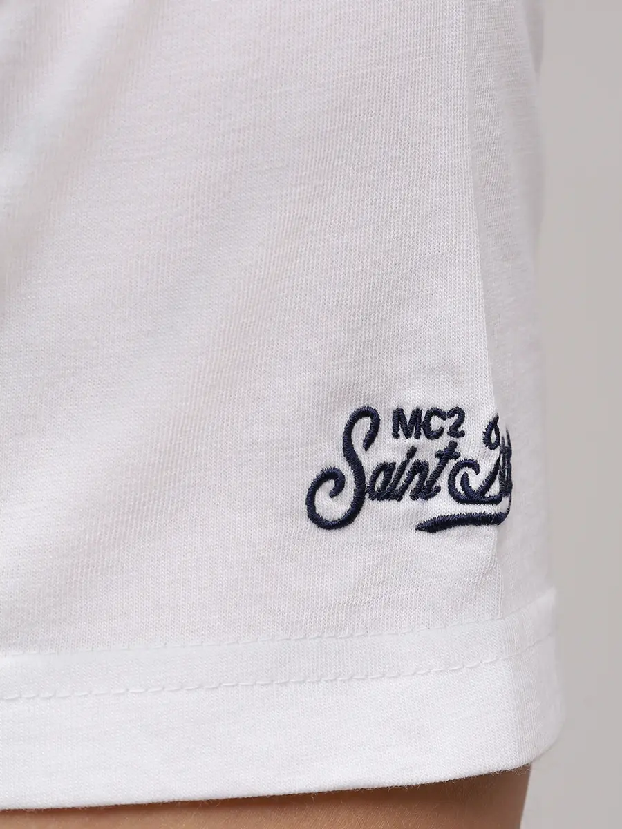 Футболка хлопковая MC2 SAINT BARTH PORTOFINO - GINTLEMAN 01N EMB Белый  Фото 6