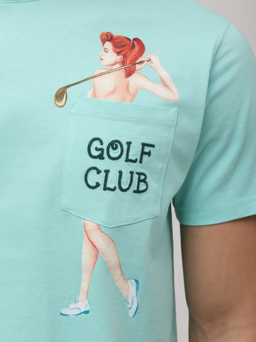 Футболка хлопковая MC2 SAINT BARTH AUSTIN - GOLF CLUB 55 EMB Бирюзовый  Фото 5