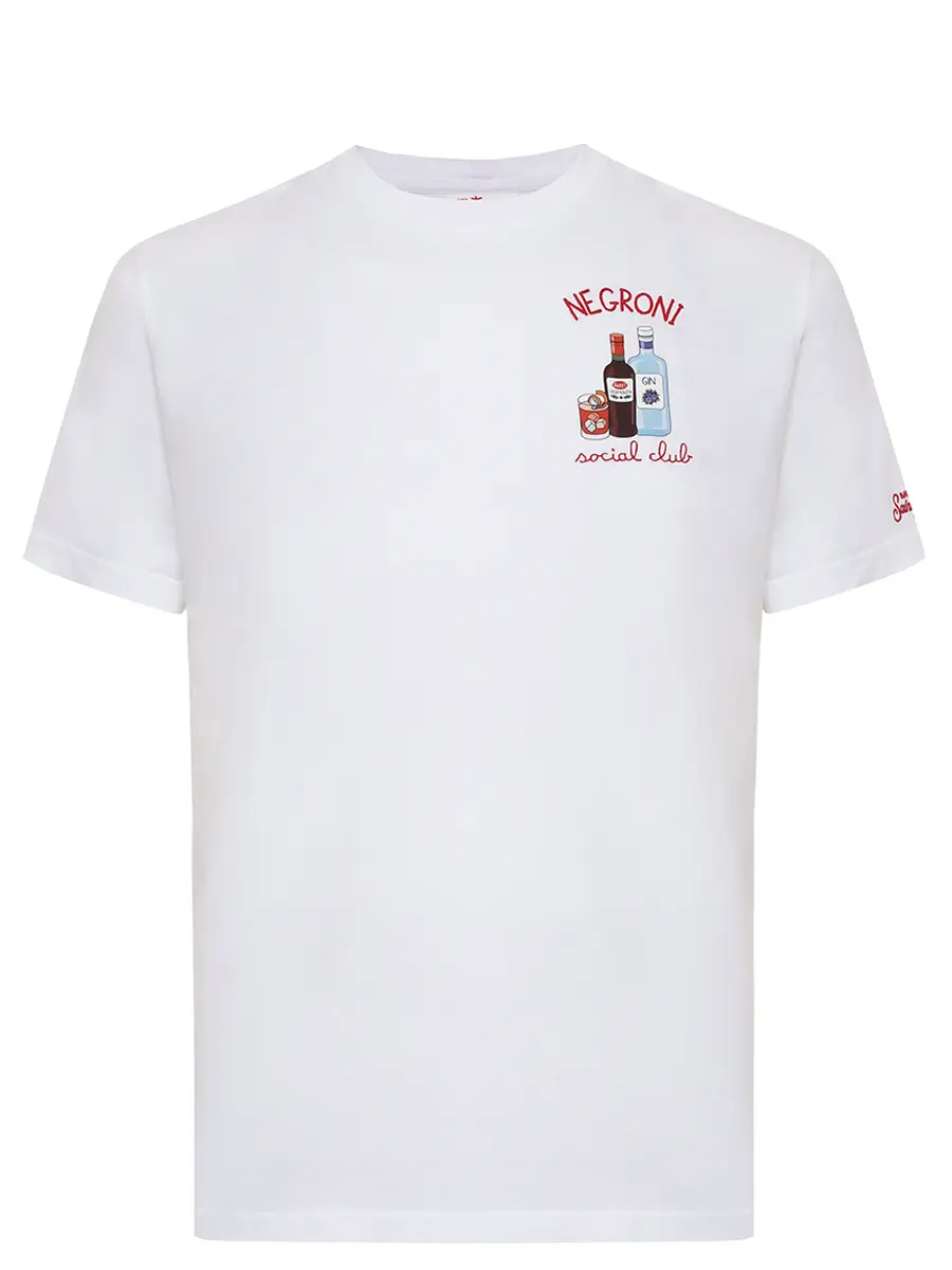 Футболка хлопковая MC2 SAINT BARTH TSHIRT MAN - SOCIAL NEGRONI 01N EMB Белый 