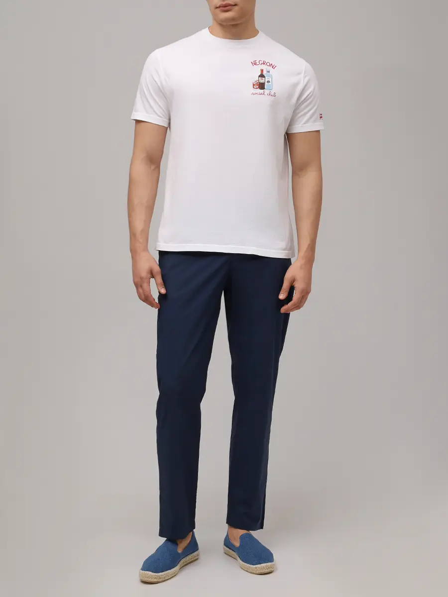 Футболка хлопковая MC2 SAINT BARTH TSHIRT MAN - SOCIAL NEGRONI 01N EMB Белый  Фото 2