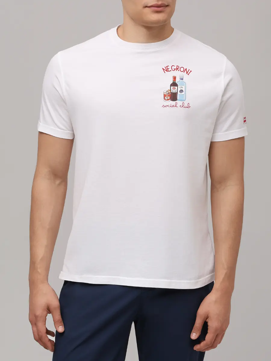 Футболка хлопковая MC2 SAINT BARTH TSHIRT MAN - SOCIAL NEGRONI 01N EMB Белый  Фото 4