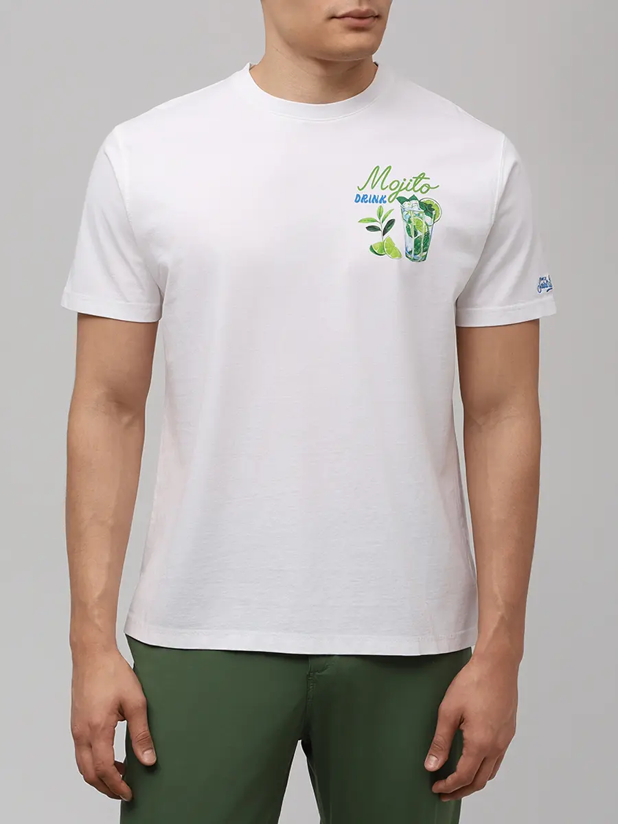 Футболка хлопковая MC2 SAINT BARTH TSHIRT MAN - DRINK MOJITO 01N Белый  Фото 4