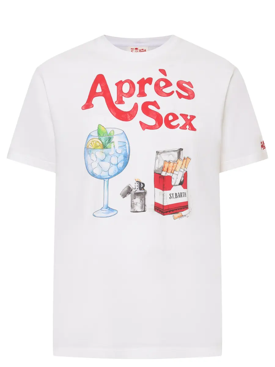 Футболка хлопковая MC2 SAINT BARTH TSHIRT MAN - APRES SEX 01N Белый 