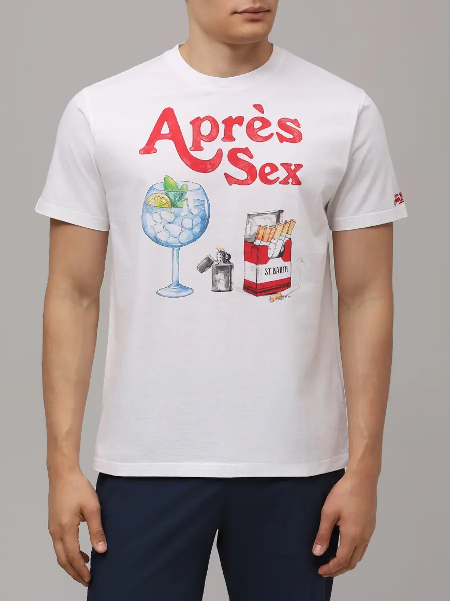 Футболка хлопковая MC2 SAINT BARTH TSHIRT MAN - APRES SEX 01N Белый  Фото 4