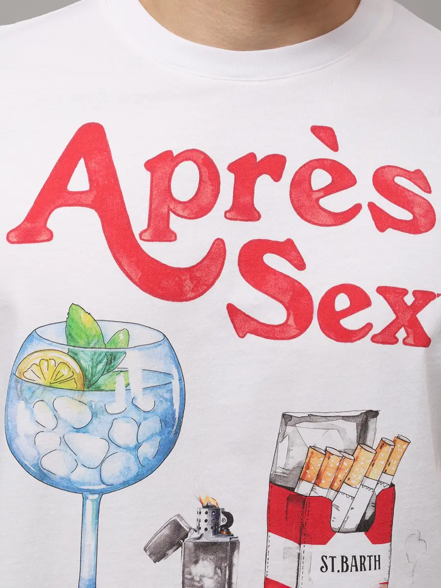Футболка хлопковая MC2 SAINT BARTH TSHIRT MAN - APRES SEX 01N Белый  Фото 5