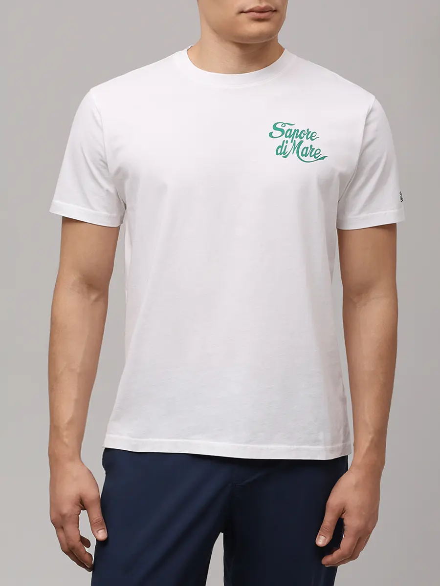 Футболка хлопковая MC2 SAINT BARTH TSHIRT MAN - SAPORE DI MARE 0157 Белый  Фото 4