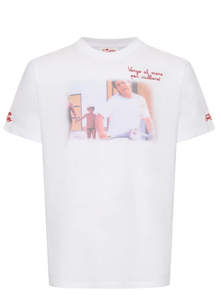 Футболка хлопковая MC2 SAINT BARTH TSHIRT MAN - SAPORE SCOOTER 01N EMB Белый 